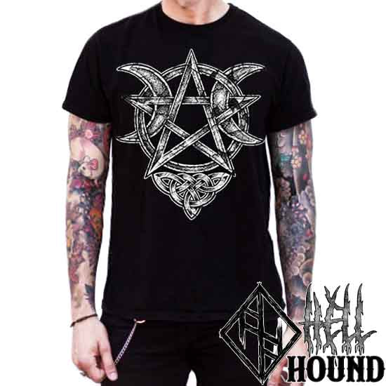 Crescent Moon Pentagram - HellHound Men's T-Shirt