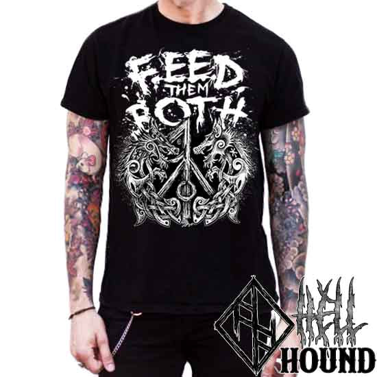 Viking Wolves Feed Them Both - HellHound Men's T-Shirt