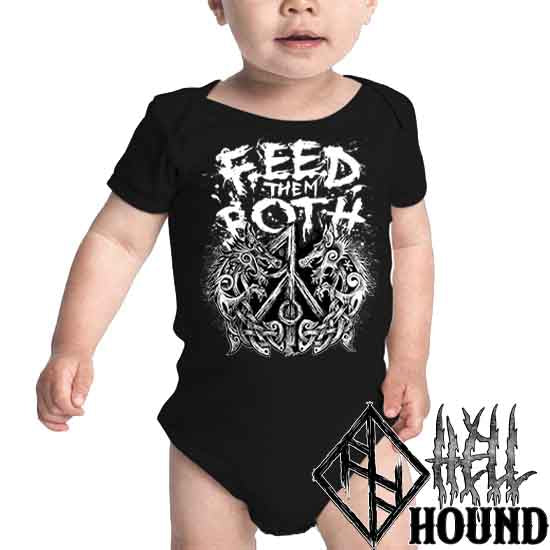 Viking Wolves Feed Them Both - Hellhound Baby Romper