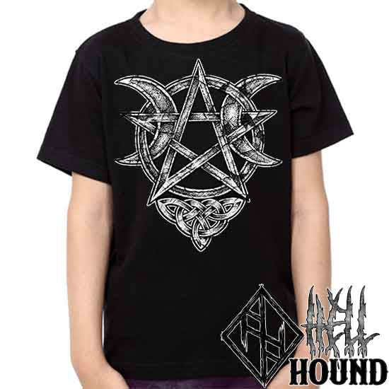 Crescent Moon Pentagram - Hellhound Unisex Kid's T-Shirt