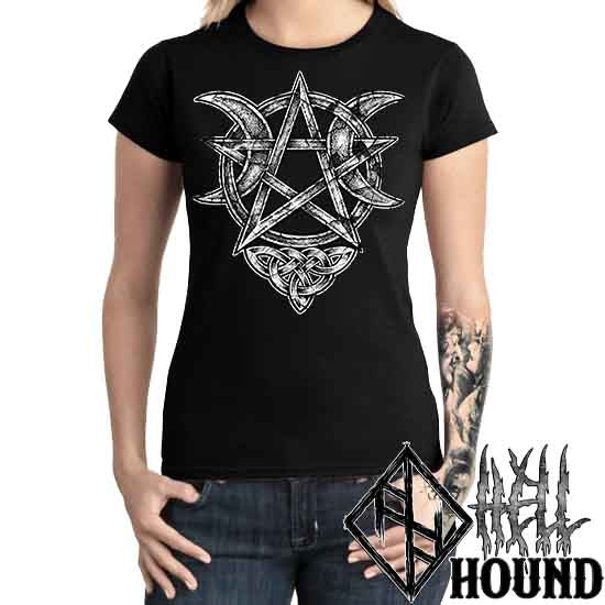 Crescent Moon Pentagram - Hellhound Women's T-Shirt