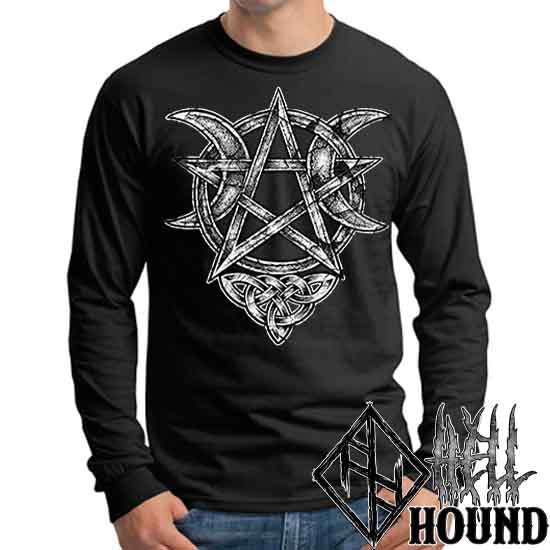 Crescent Moon Pentagram - Hellhound Men's Long Sleeve T-Shirt