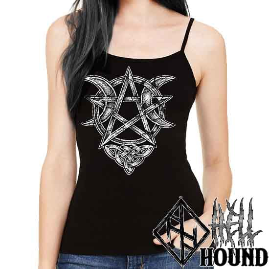 Crescent Moon Pentagram - Hellhound Women's Petite Slim Tank Top