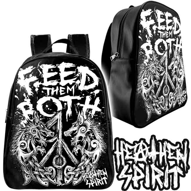 Viking Wolves Feed Them Both Large Back Pack